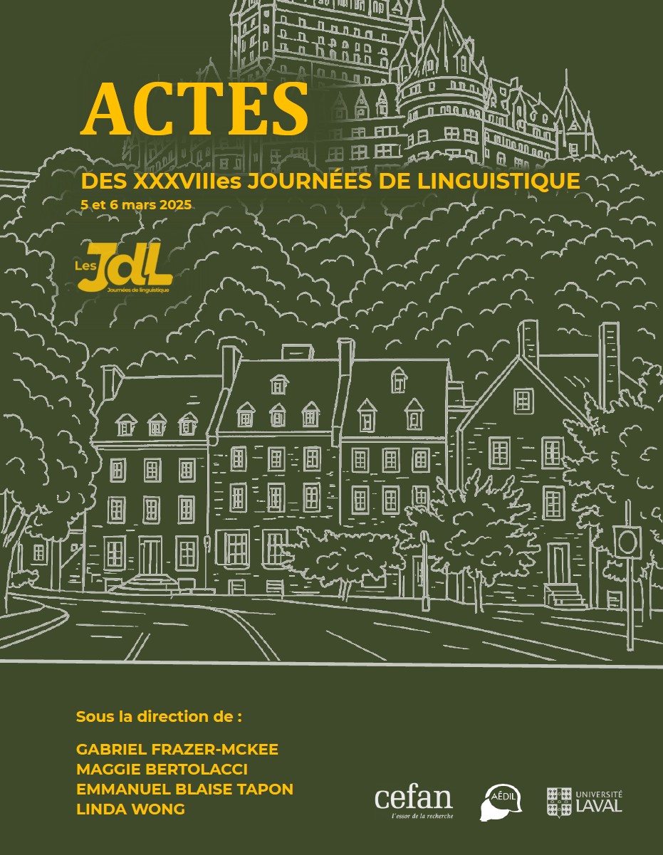 La page couverture des Actes des JDL 2026